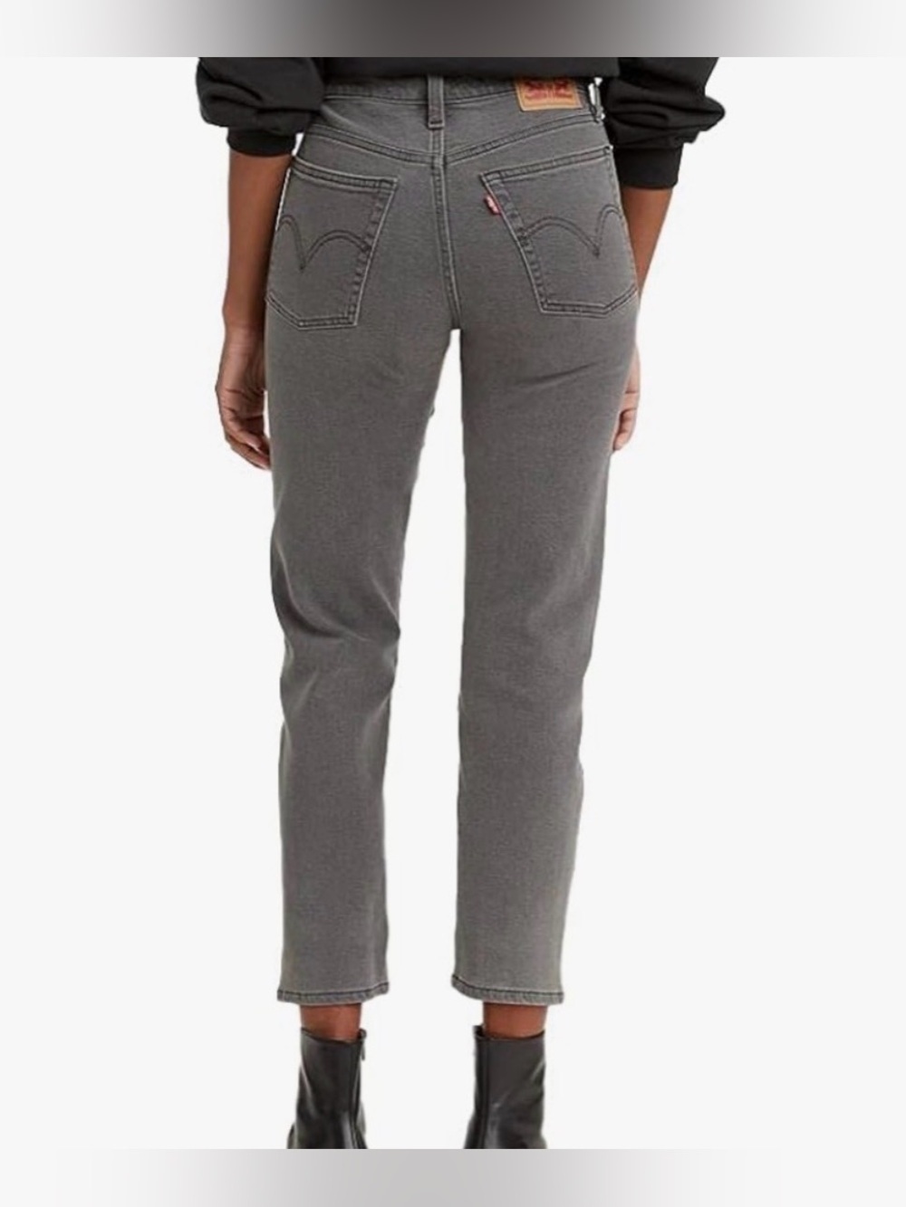 Levi’s Faded Black Dark Grey Wedgie Straight Crop Ankle Size 28 Denim Jeans